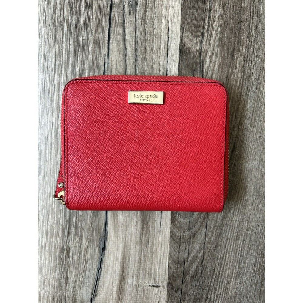 Kate Spade Laurel Way Darci Wallet Hot Chili Red Leather Zip Around Card Holder